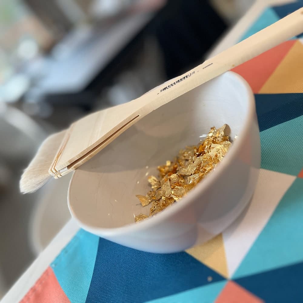 Gold leaf in a bowl